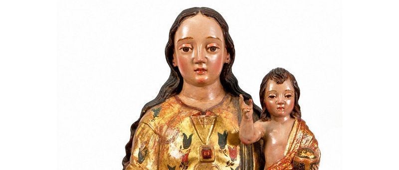 Detalle de la imagen de bulto sin manto - Virgen de El Quinche
