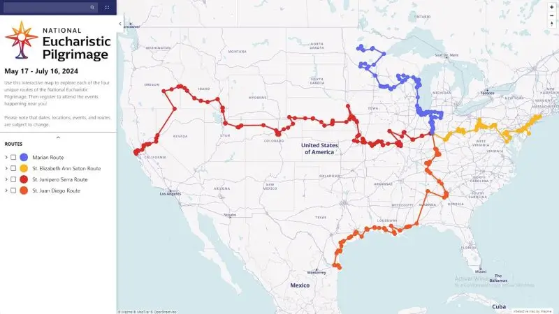 Peregrinación Eucarística Nacional de Estados Unidos Un Recorrido Por Cuatro Rutas