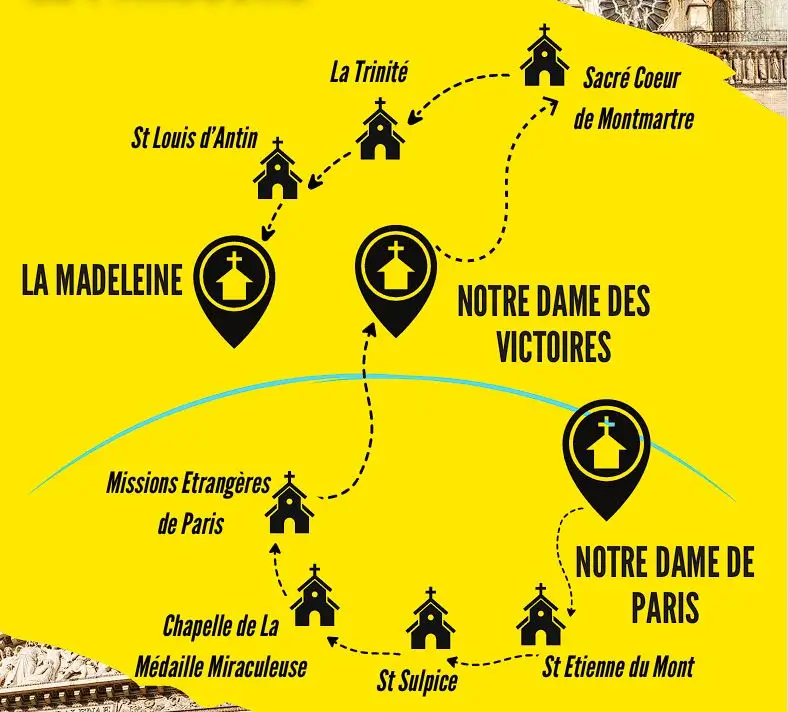 paris egliese tour mapa