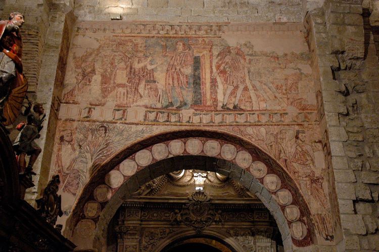 Estas pinturas murales se encuentran en el Monasterio de San Pedro el Viejo en Huesca. Data de finales del siglo XIII, mostrando escenas bíblicas como el combate de David contra Goliat. Las obras representan un estilo gótico temprano que originalmente decoraba gran parte del templo