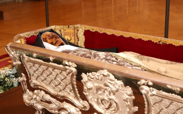 El cuerpo de Santa teresa de Jesús, expuesto para veneración pública por tercera vez desde su muerte. Crédito: Provincia Ibérica de la Orden de los Carmelitas Descalzos